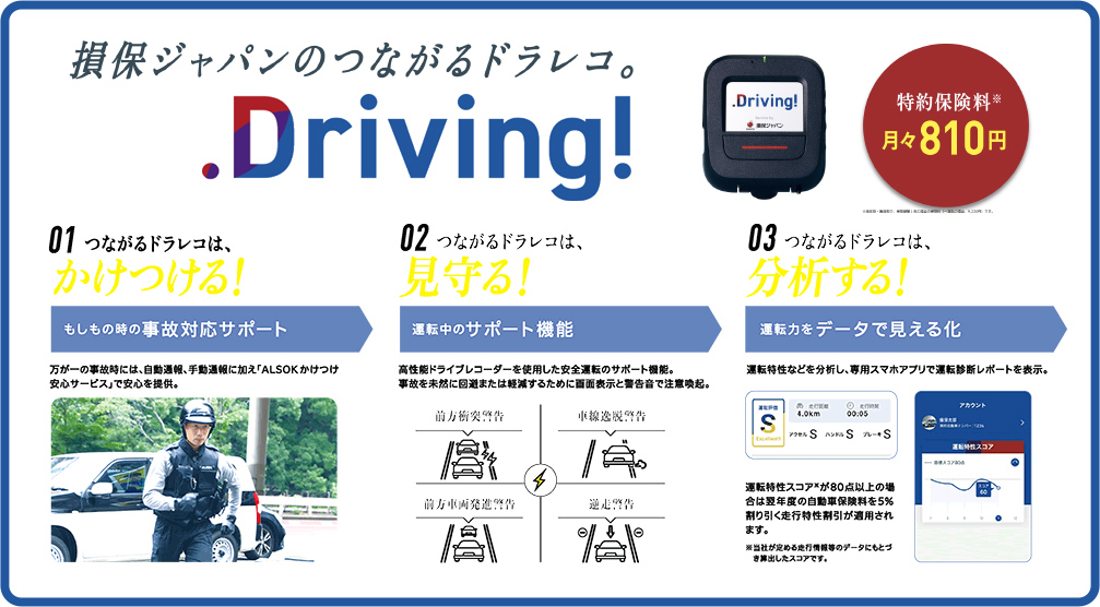 損保ジャパンのつながるドラレコ.Driving